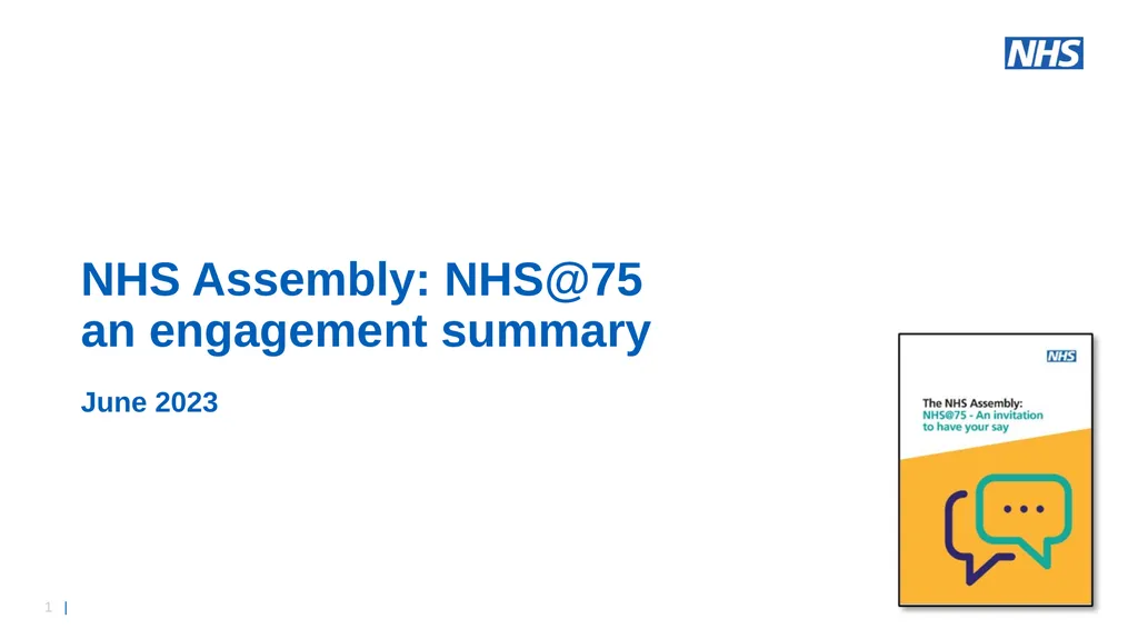 NHS Assembly: NHS@75 an engagement summary June - slide 1 of 33