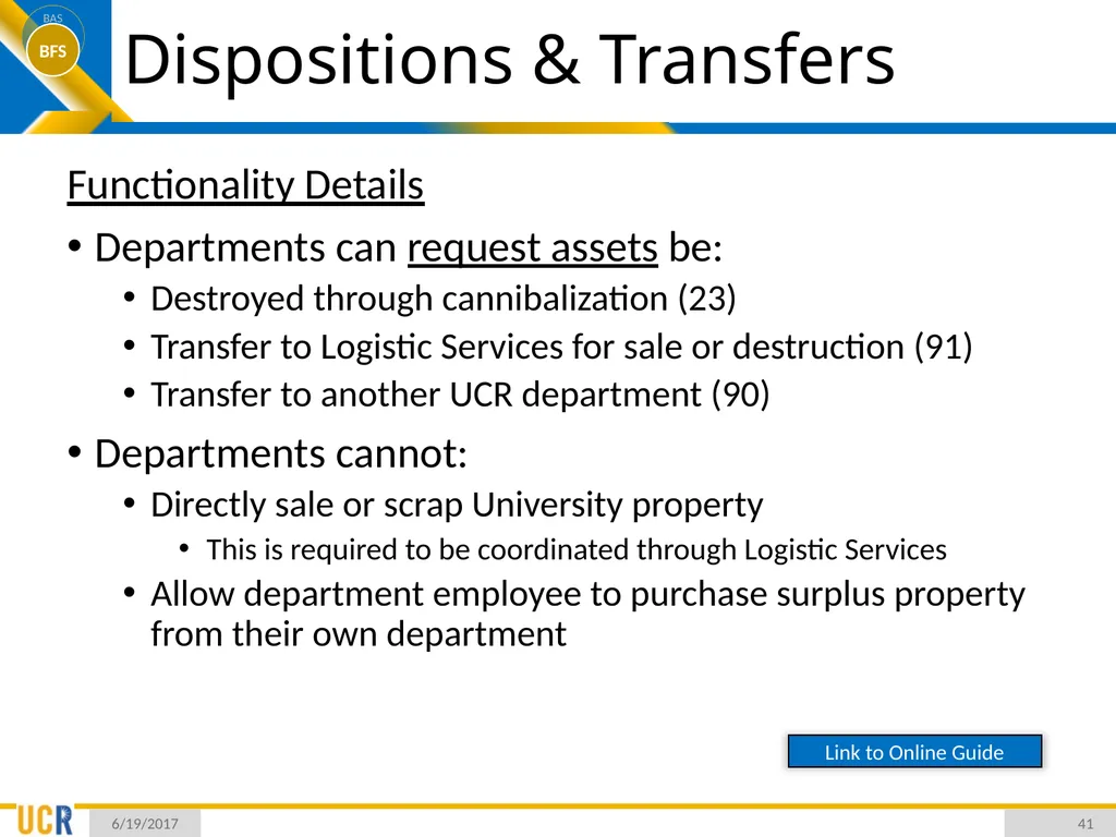 Asset Management System (AMS) Training Session - slide 41 of 52