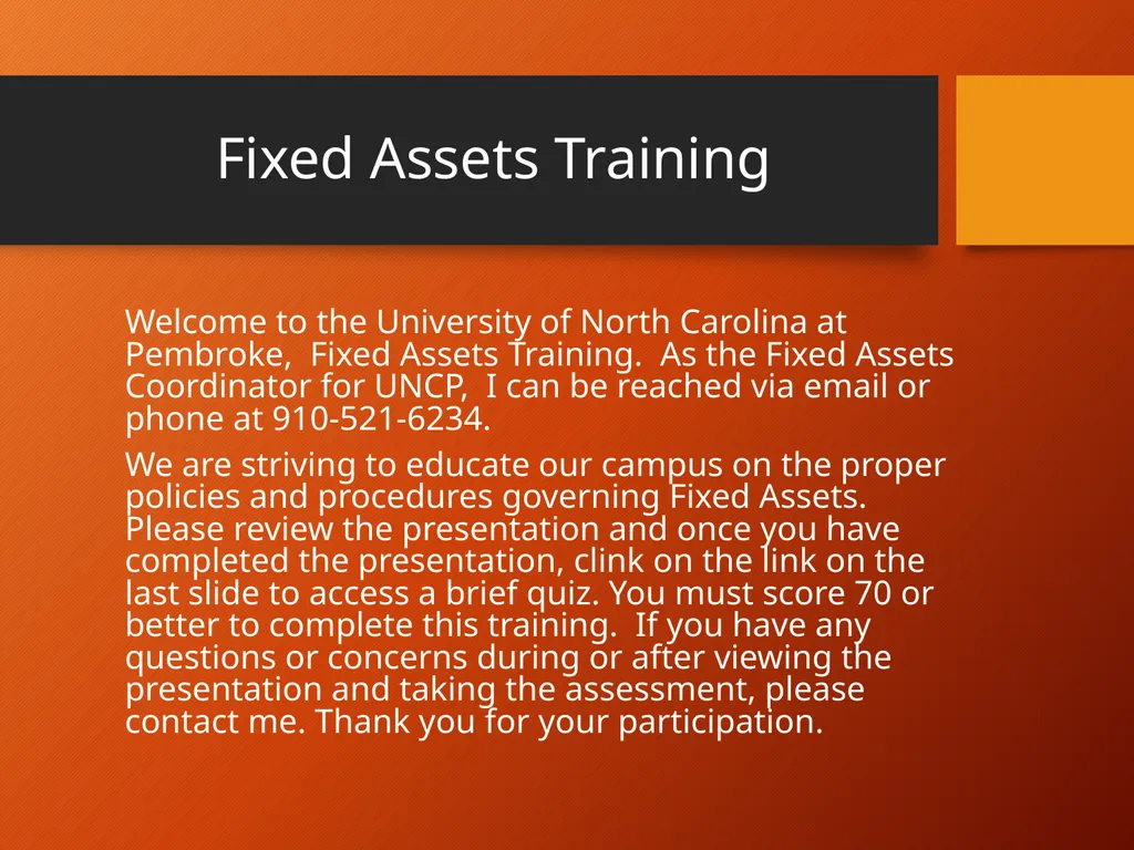 Banner Fixed Assets Policies and Procedures How - slide 2 of 26