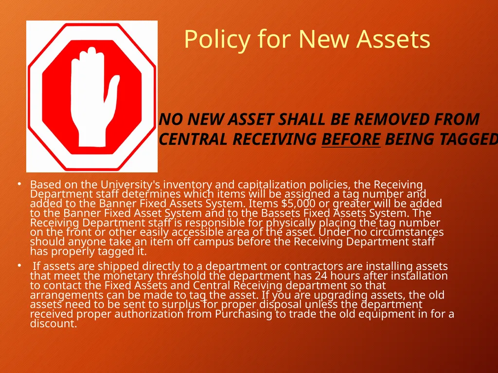 Banner Fixed Assets Policies and Procedures How - slide 12 of 26