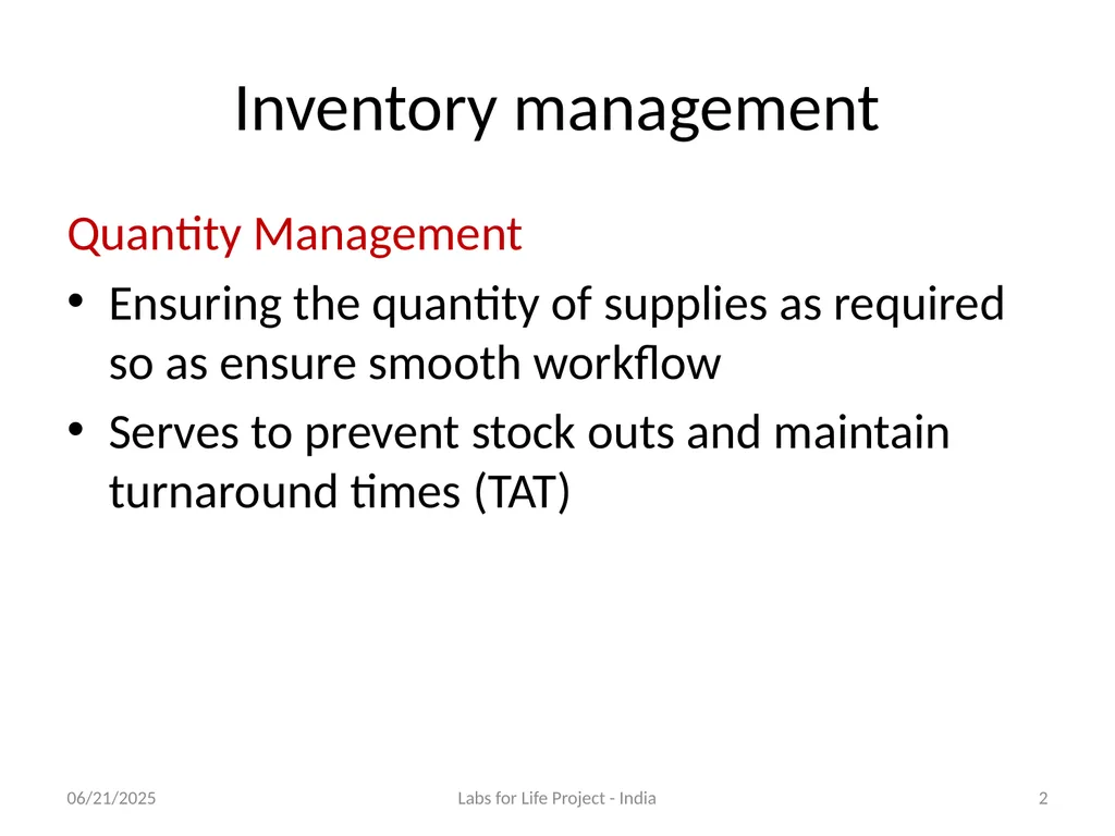 Quality System Essential: Inventory Management - slide 2 of 51