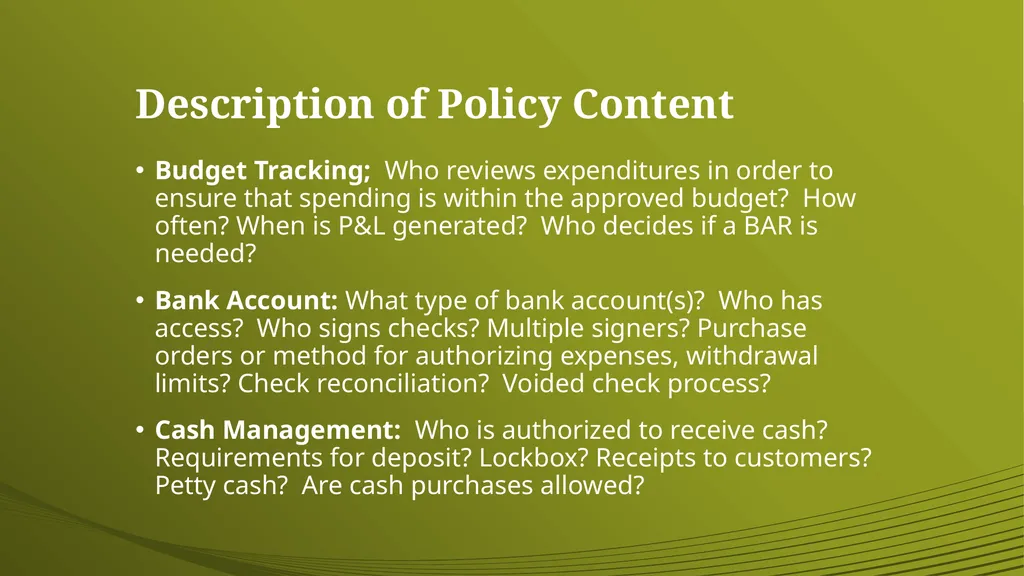 Financial & Administrative Standards Definition: 2 - slide 20 of 24