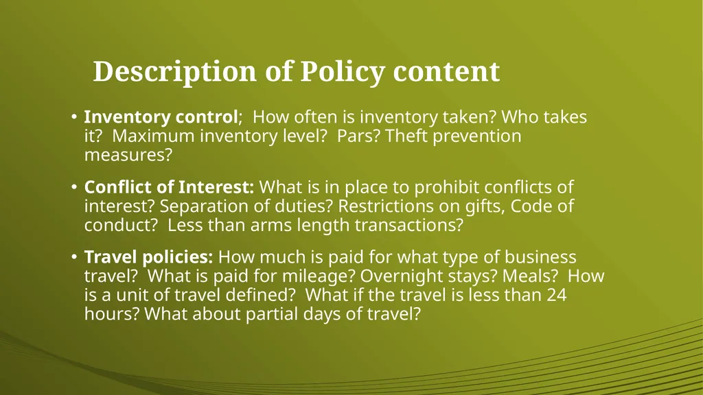 Financial & Administrative Standards Definition: 2 - slide 22 of 24