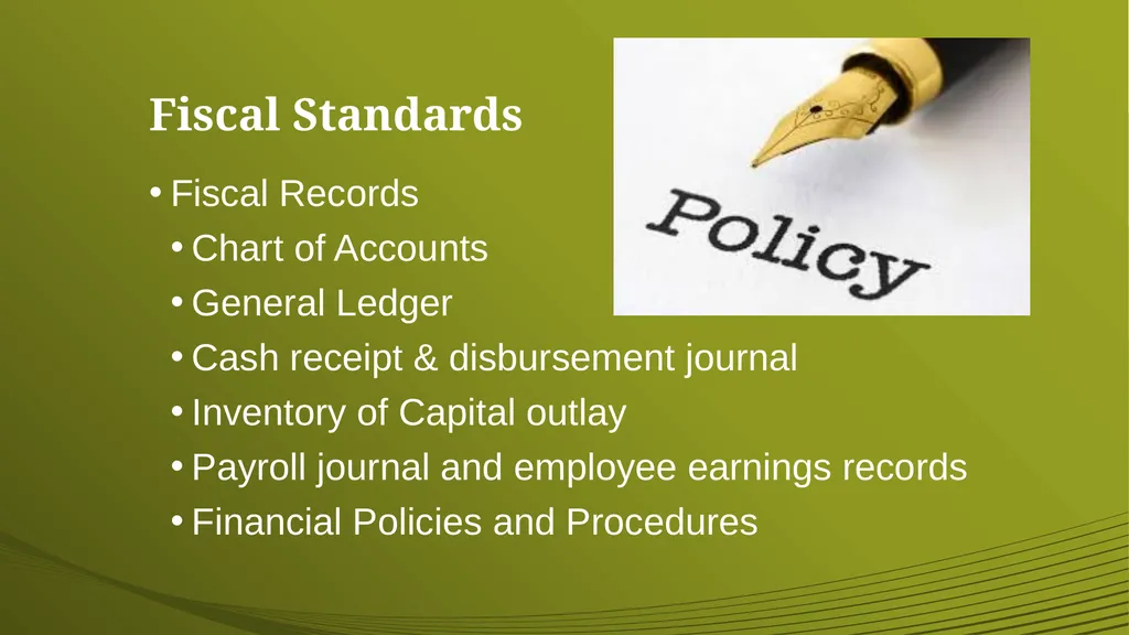 Financial & Administrative Standards Definition: 2 - slide 11 of 24