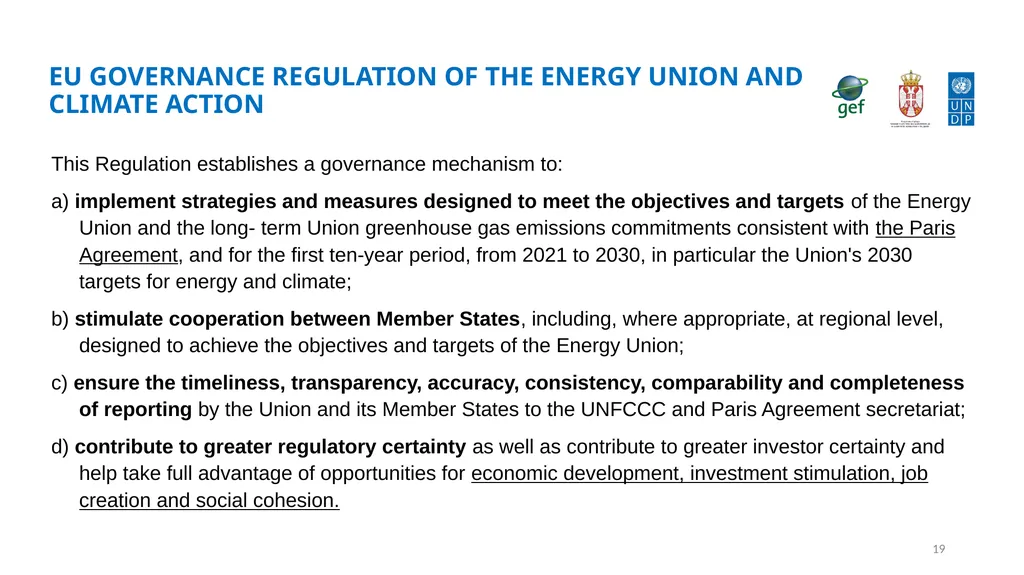 Establishing transparency framework for the - slide 19 of 32