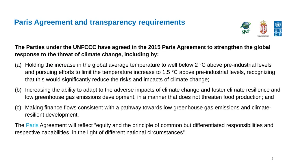 Establishing transparency framework for the - slide 5 of 32