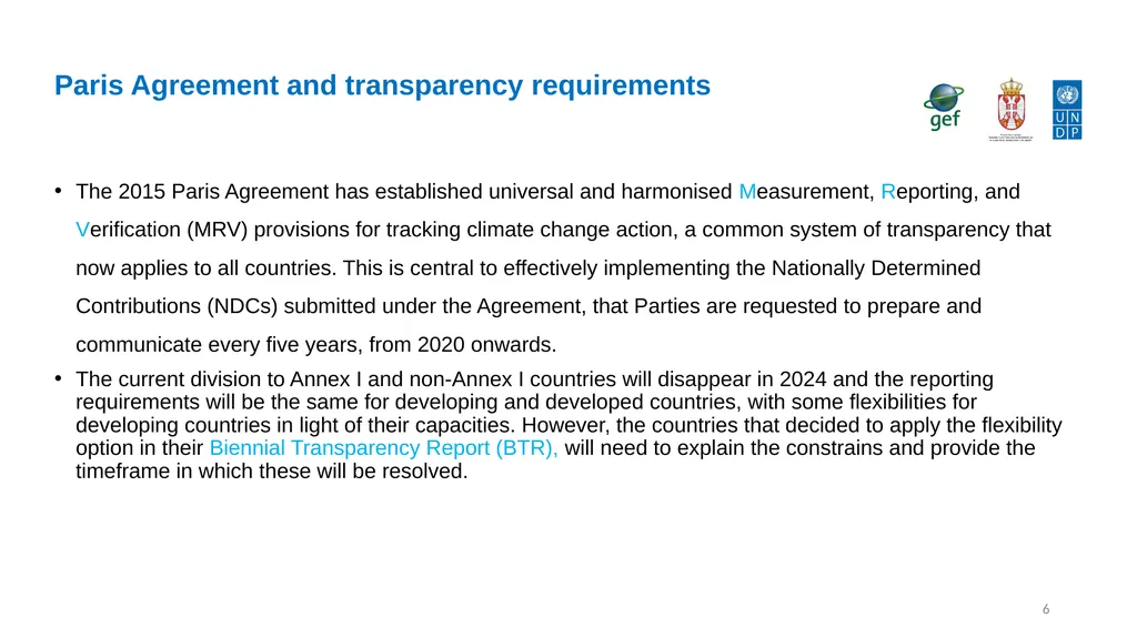 Establishing transparency framework for the - slide 6 of 32