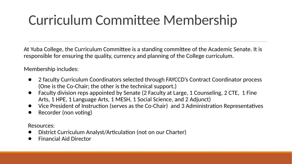 Yuba College Curriculum Committee Training: Basic - slide 3 of 21