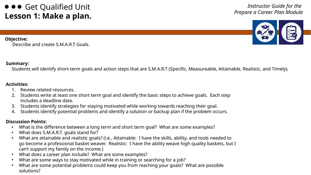 Employment 101 Instructor Guide Preparing a Career - slide 12 of 14