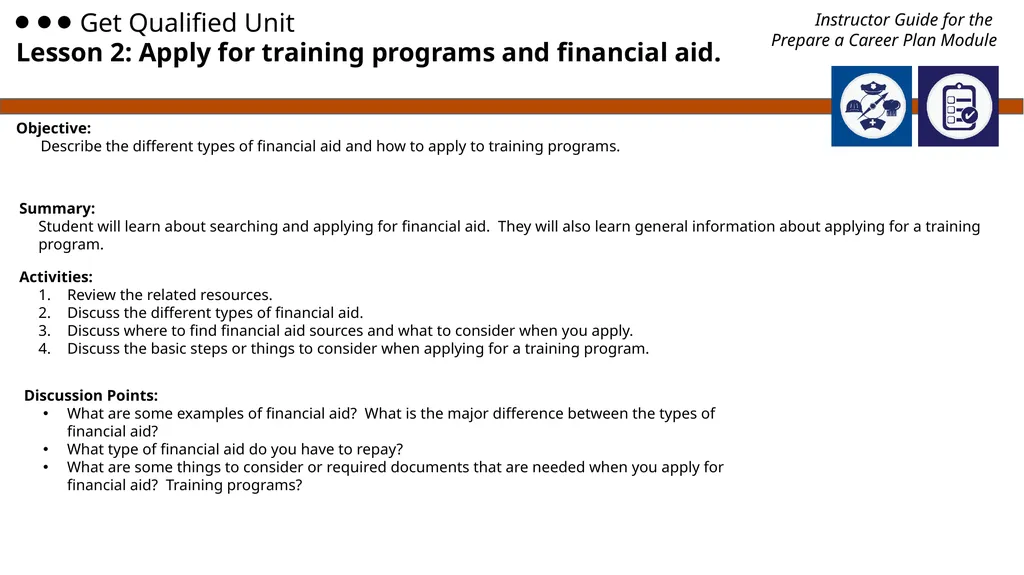 Employment 101 Instructor Guide Preparing a Career - slide 13 of 14