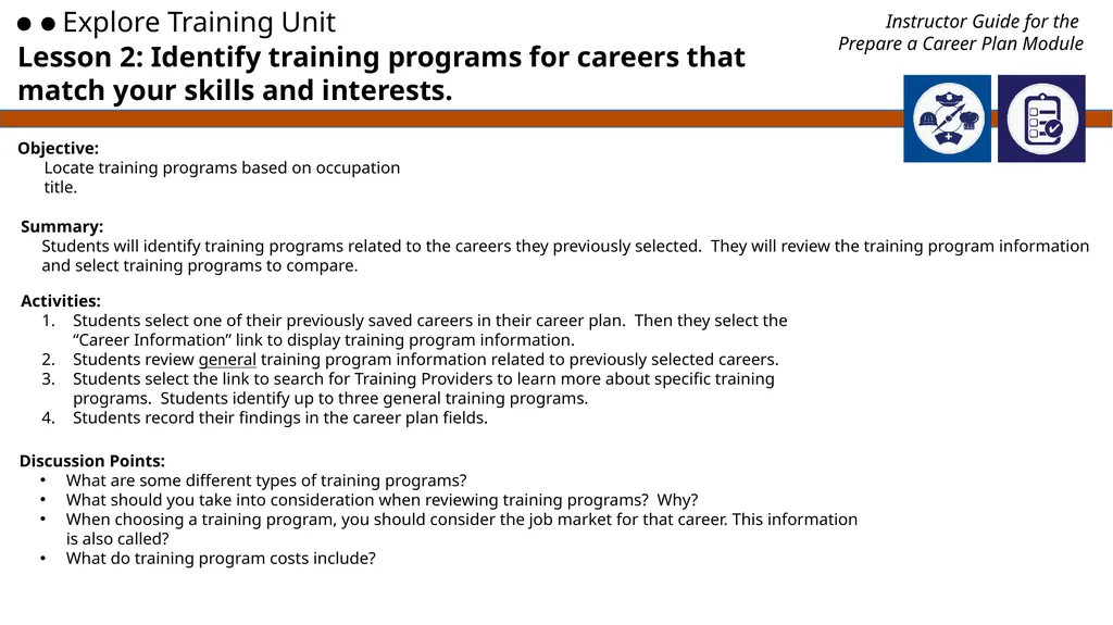 Employment 101 Instructor Guide Preparing a Career - slide 10 of 14