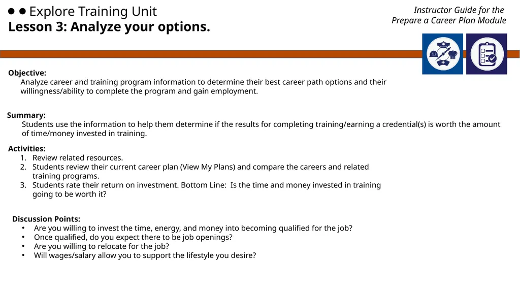 Employment 101 Instructor Guide Preparing a Career - slide 11 of 14