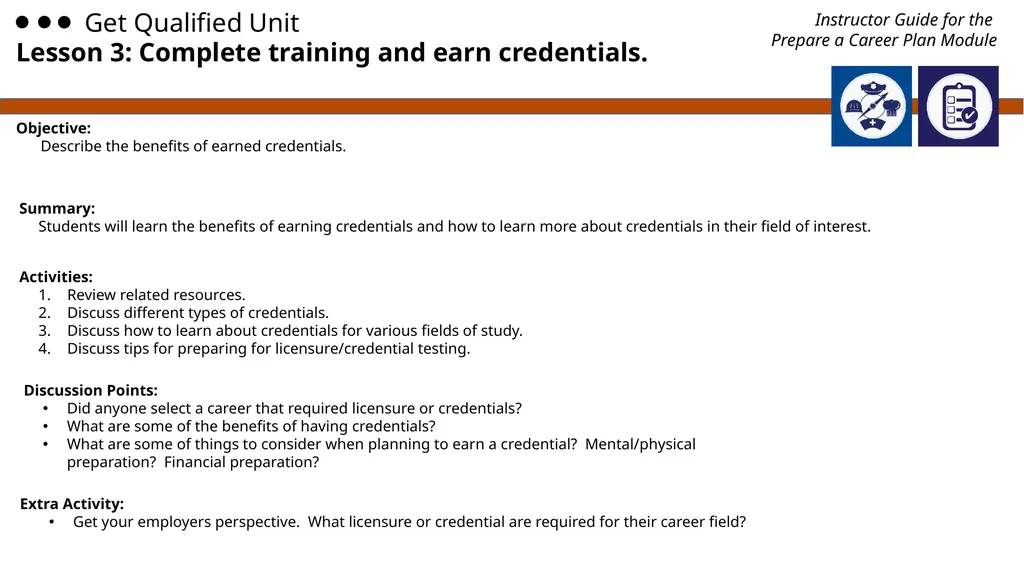 Employment 101 Instructor Guide Preparing a Career - slide 14 of 14