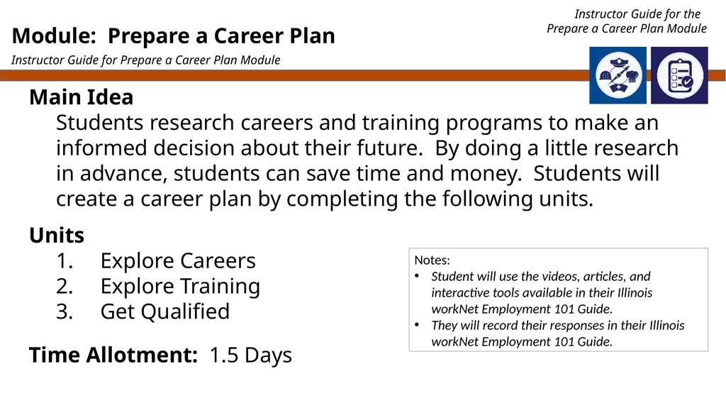 Employment 101 Instructor Guide Preparing a Career - slide 2 of 14