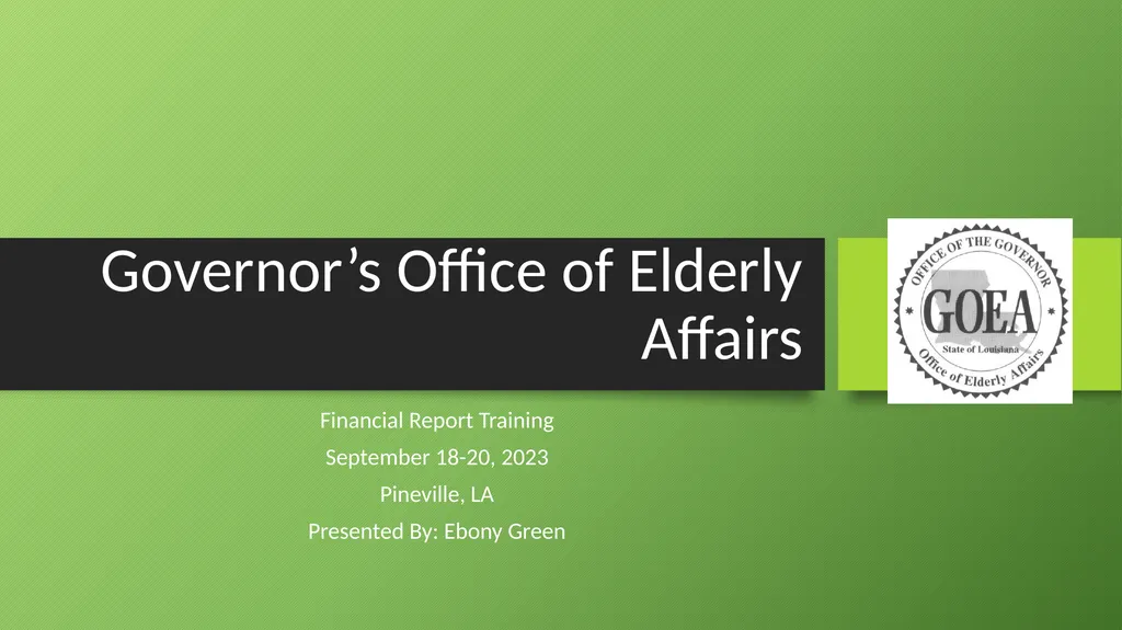 Governor’s Office of Elderly Affairs Financial