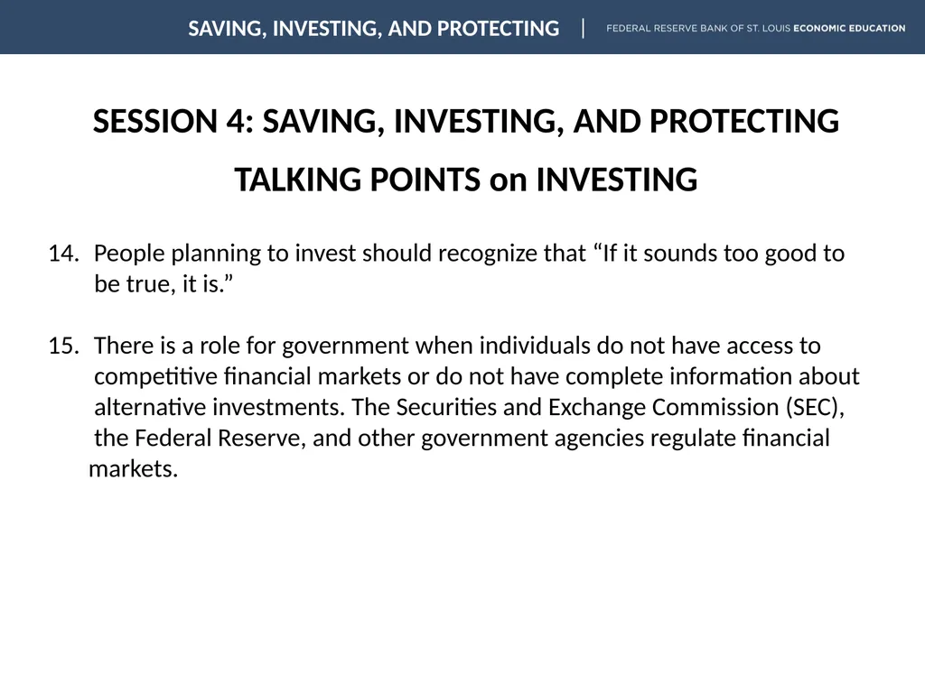 SESSION 4: SAVING, INVESTING, AND PROTECTING - slide 11 of 18
