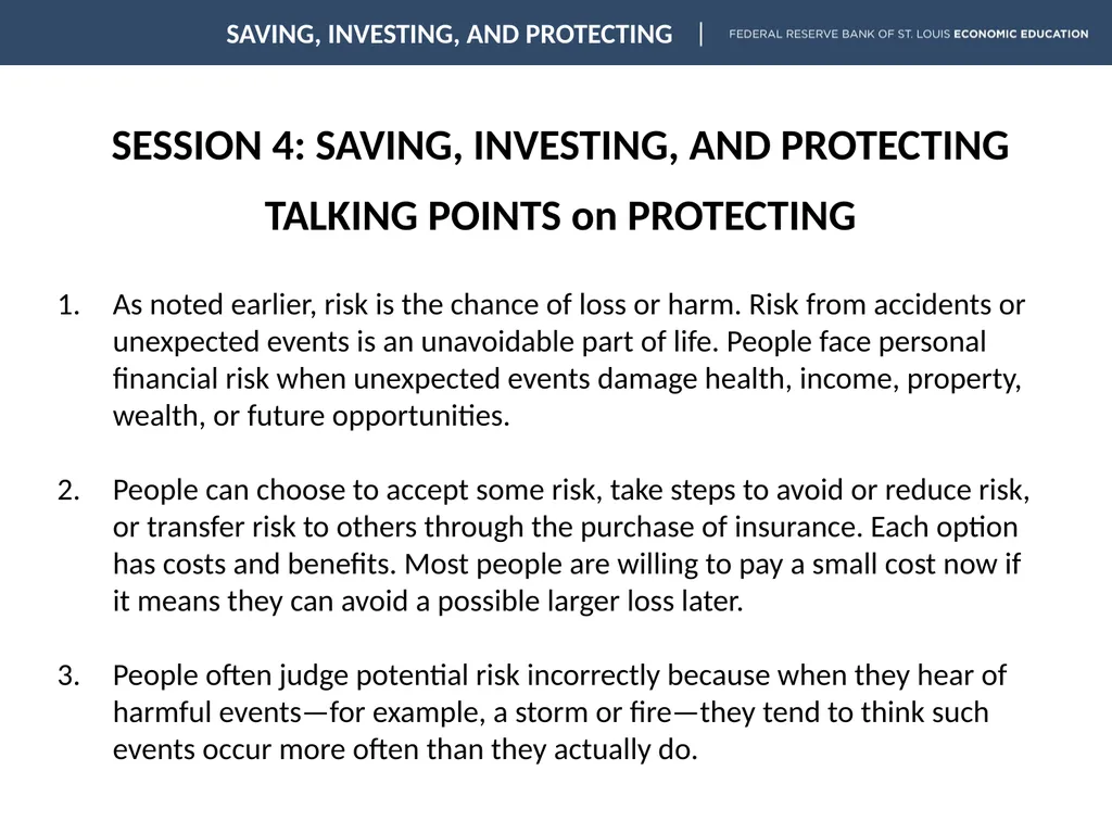 SESSION 4: SAVING, INVESTING, AND PROTECTING - slide 12 of 18