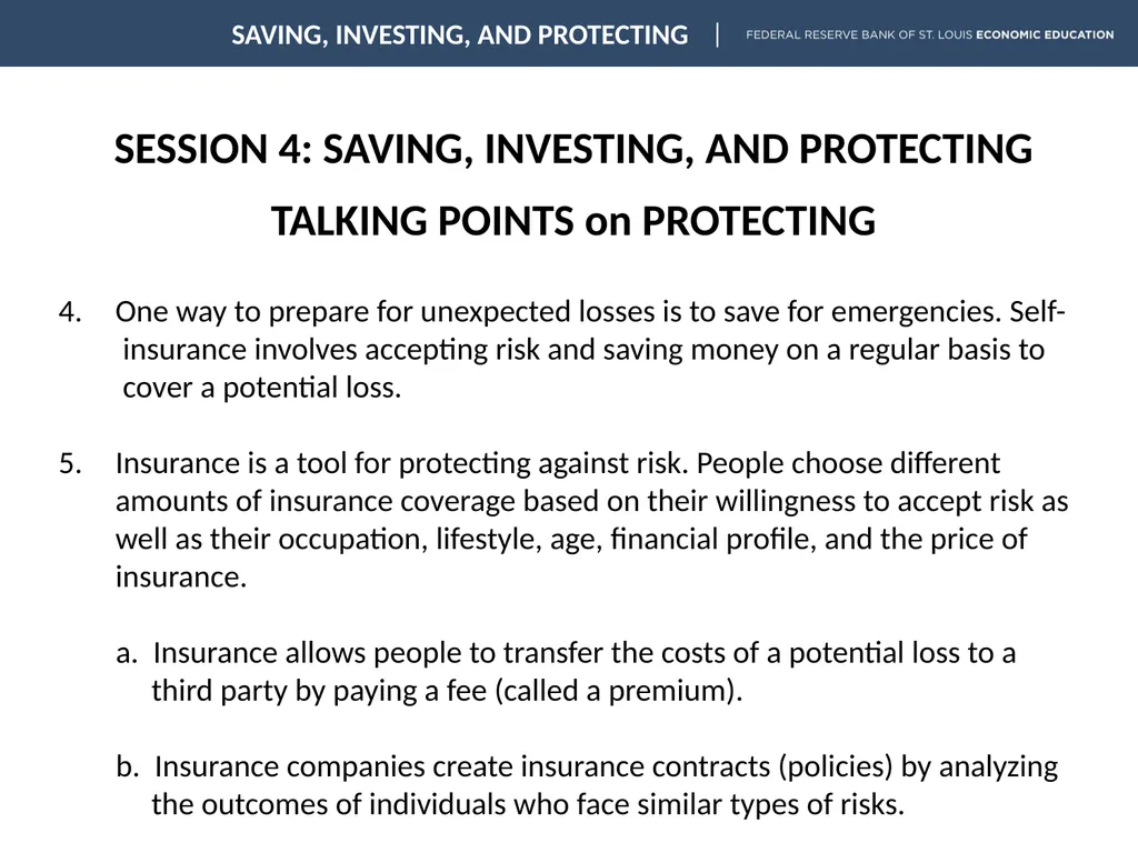 SESSION 4: SAVING, INVESTING, AND PROTECTING - slide 13 of 18