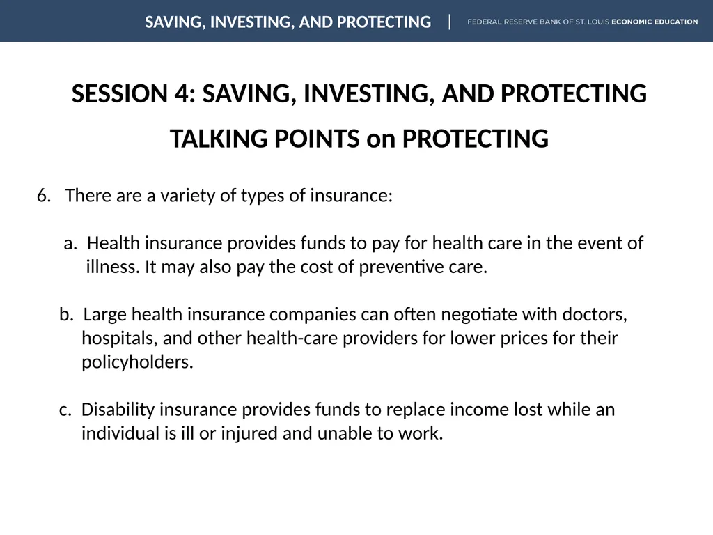 SESSION 4: SAVING, INVESTING, AND PROTECTING - slide 16 of 18