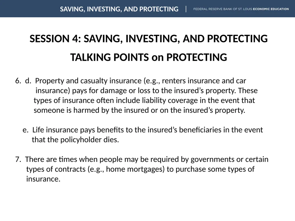 SESSION 4: SAVING, INVESTING, AND PROTECTING - slide 17 of 18