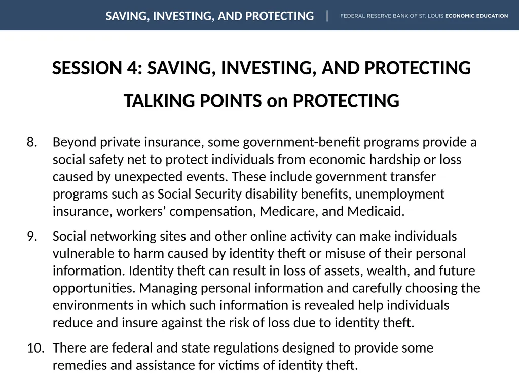 SESSION 4: SAVING, INVESTING, AND PROTECTING - slide 18 of 18