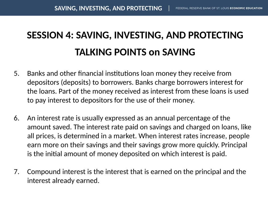 SESSION 4: SAVING, INVESTING, AND PROTECTING - slide 2 of 18