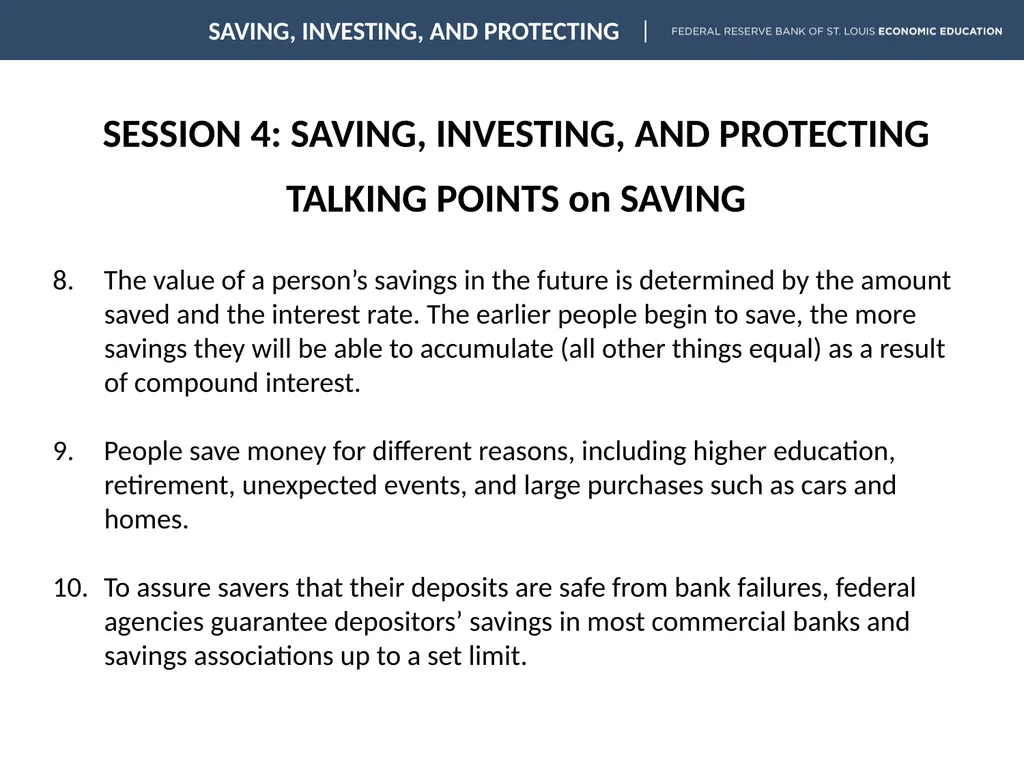 SESSION 4: SAVING, INVESTING, AND PROTECTING - slide 3 of 18