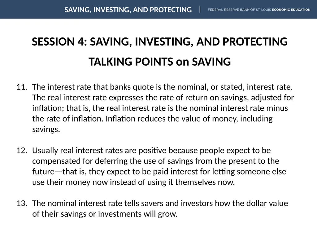 SESSION 4: SAVING, INVESTING, AND PROTECTING - slide 4 of 18