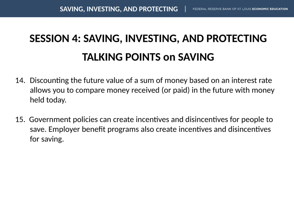 SESSION 4: SAVING, INVESTING, AND PROTECTING - slide 5 of 18