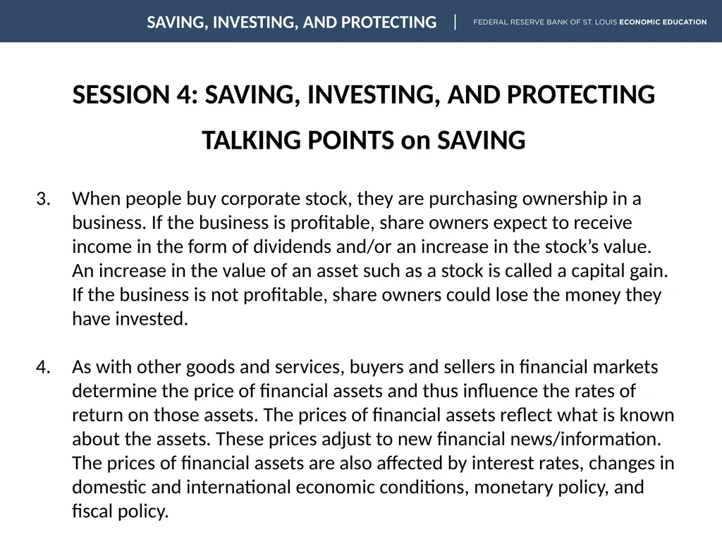 SESSION 4: SAVING, INVESTING, AND PROTECTING - slide 7 of 18