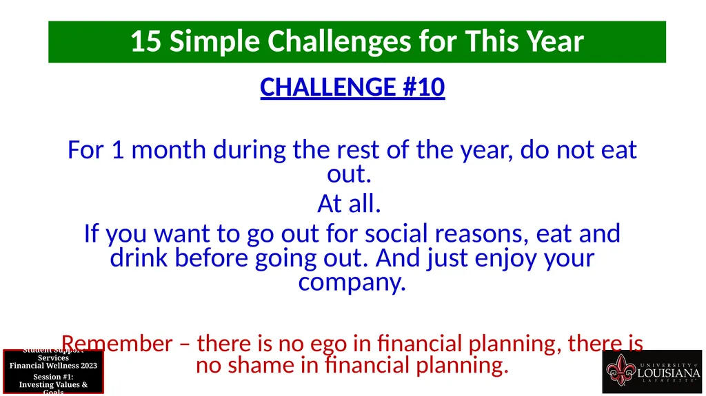 STUDENT SUPPORT SERVICES FINANCIAL WELLNESS SERIES - slide 52 of 64