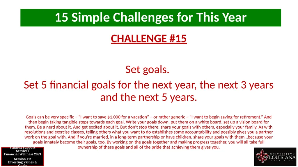 STUDENT SUPPORT SERVICES FINANCIAL WELLNESS SERIES - slide 58 of 64