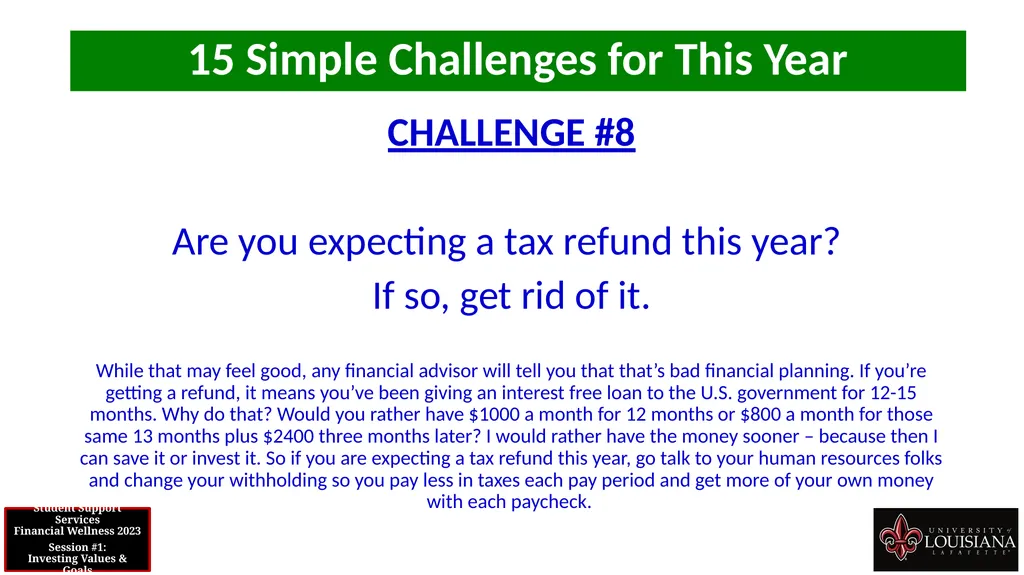 STUDENT SUPPORT SERVICES FINANCIAL WELLNESS SERIES - slide 49 of 64