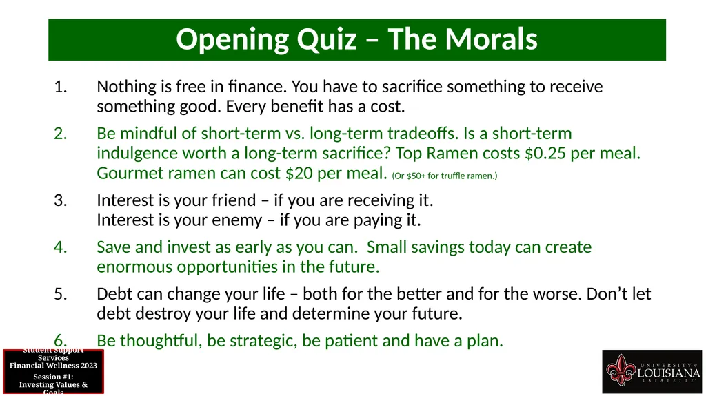 STUDENT SUPPORT SERVICES FINANCIAL WELLNESS SERIES - slide 31 of 64