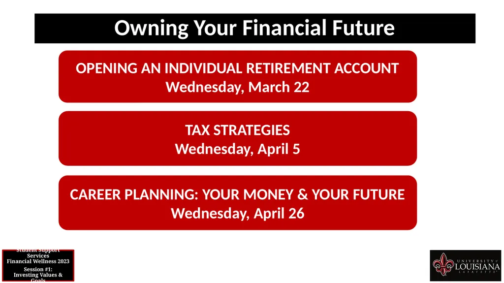STUDENT SUPPORT SERVICES FINANCIAL WELLNESS SERIES - slide 61 of 64
