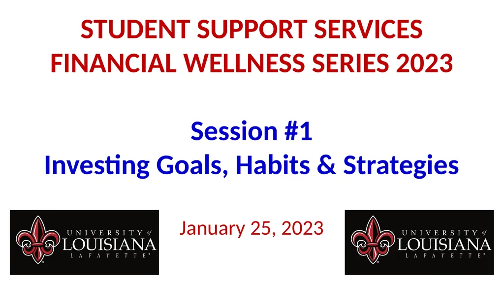 STUDENT SUPPORT SERVICES FINANCIAL WELLNESS SERIES - slide 1 of 64