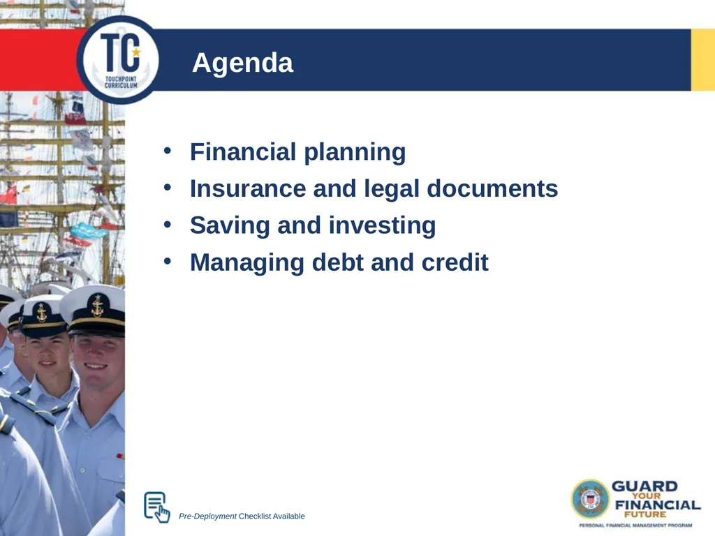 Pre-Deployment TC 12A Agenda Pre-Deployment - slide 2 of 27