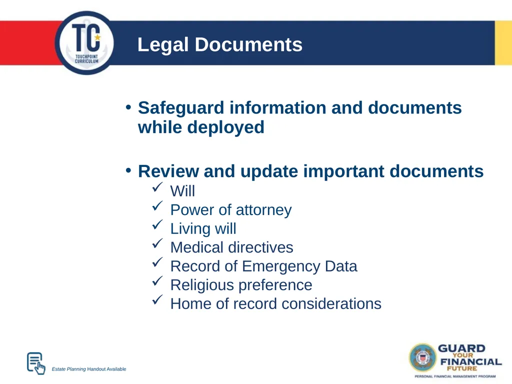 Pre-Deployment TC 12A Agenda Pre-Deployment - slide 11 of 27