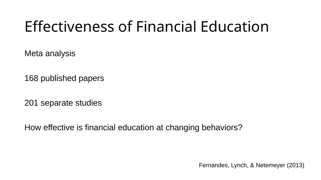Financial Literacy and Behavior Change Helen - slide 4 of 39