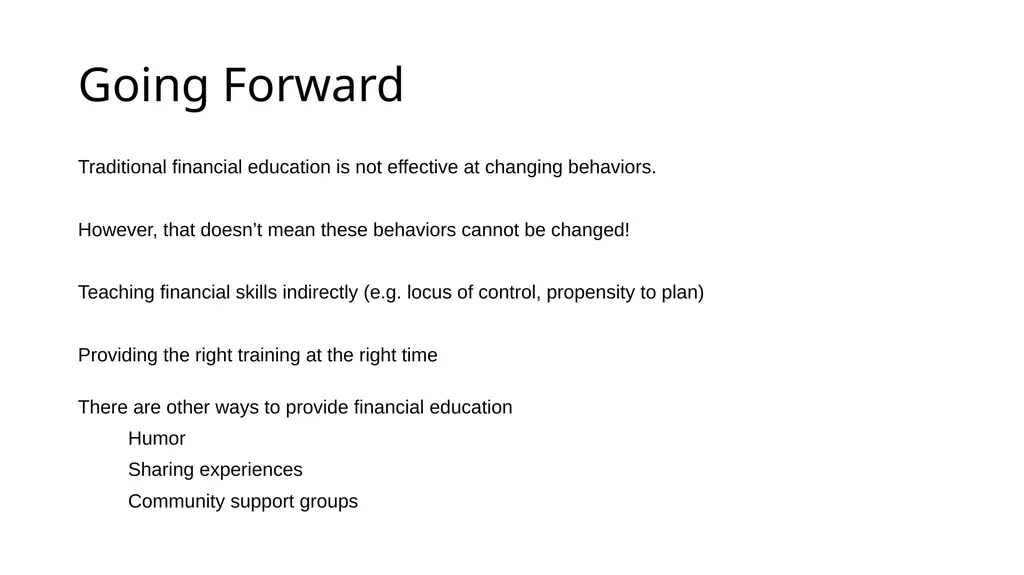 Financial Literacy and Behavior Change Helen - slide 38 of 39