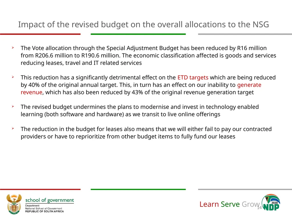 Adjustment to Budget Vote & Revised APP (2020/21) - slide 14 of 46