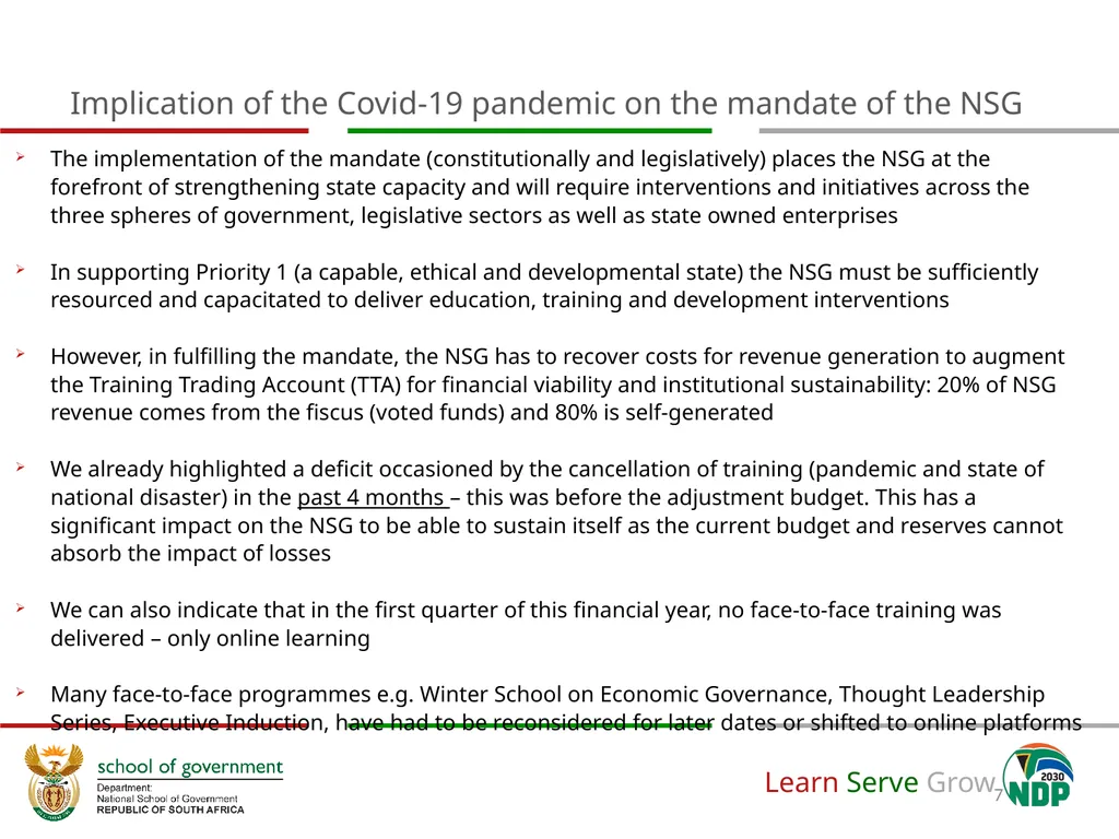 Adjustment to Budget Vote & Revised APP (2020/21) - slide 7 of 46