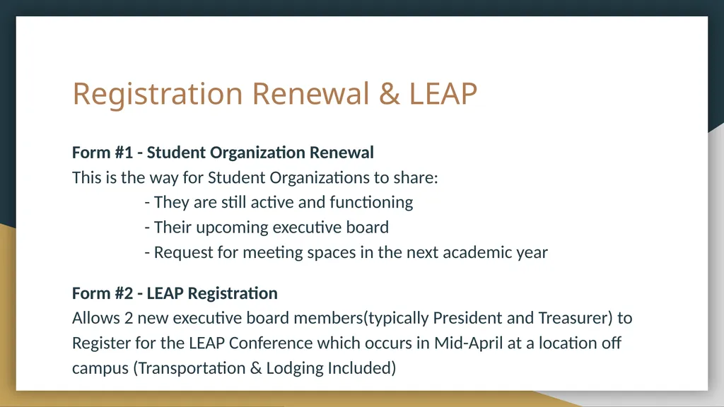 Programming 101 For Student Organization Advisors - slide 9 of 13