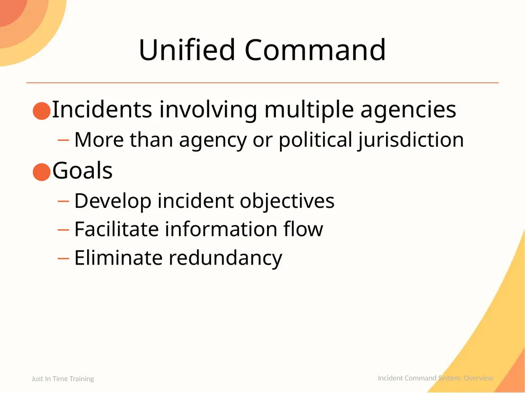 Incident Command System Overview Incident Command - slide 15 of 22