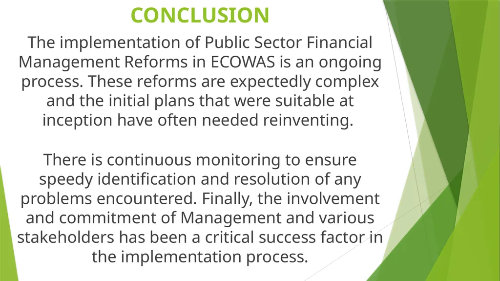 PUBLIC SECTOR FINANCIAL MANAGEMENT REFORM: THE - slide 27 of 28
