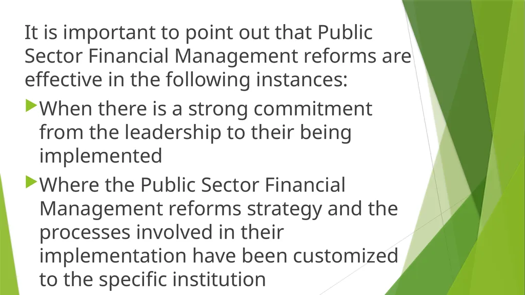 PUBLIC SECTOR FINANCIAL MANAGEMENT REFORM: THE - slide 4 of 28