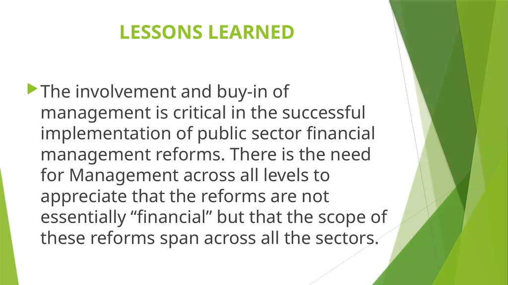 PUBLIC SECTOR FINANCIAL MANAGEMENT REFORM: THE - slide 25 of 28