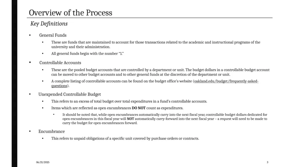 Carry-Forwards and Encumbrances Training Manual - slide 3 of 18