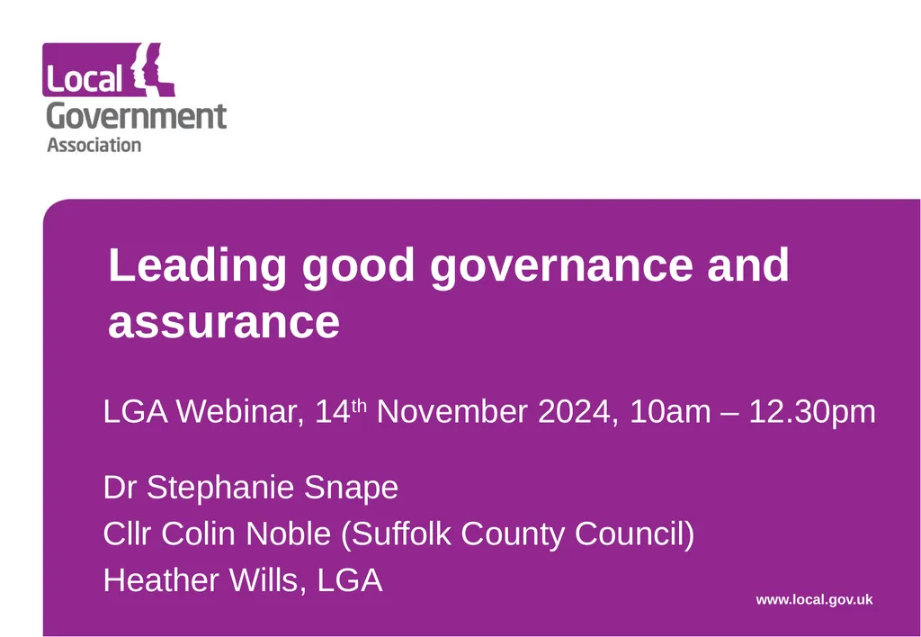 Leading good governance and assurance LGA Webinar,