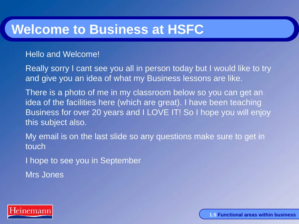HSFC Transition Day This sample lesson is for - slide 2 of 23
